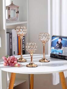 Juego de 3 portavelas de cristal y metal dorados, candelabros de cristal para velas de té, altos candelabros de cristal para votivas, Portavelas de cristal de estilo nórdico, pieza de decoración moderna y de lujo.Elegante soporte de vela de cristal con bola de metal y cubierta de vidrio a prueba de viento, Adecuado para la decoración del hogar, portavelas para bodas, cenas a la luz de las velas, decoraciones para bodas, muebles para el hogar y regalos. Crea ambiente en salones y mesas de comedor, y también puede servir como portavelas para ambientadores. Ideal para diversas celebraciones festivas, Navidad y San Valentín (velas no incluidas). - Dorado - Ver 10