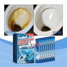 JUE FISH Toilet Clean Powder Household Drain Cleaner Deodorant Eliminate Odor Prevent Blockage Removing Stubborn Dirt Urine Stains Toilet Sink Drain Cleaner - 白色 - 查看 1