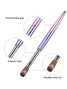 #8-10#-12# 渐变色貂皮亚克力指甲刷 奢华貂皮毛美甲沙龙家用指甲刷 - 紫色 - 查看 3