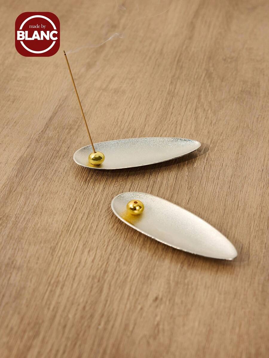 1pc Minimalist Metal Matte Silver/Bronze Color Incense Holder Set, Zinc Alloy Incense Plate + Copper Bead Incense Stick Holder, Fits Incense Sticks Up To 8.3 Inches, Suitable For Tea Room, Kitchen, Home Decor - Multicolor - View 1