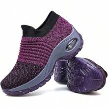 DAHAN Tenis Mujer para Caminar, Calzado de Caminata, Zapatos Deportivos de Primavera, Zapatillas de Correr Cómodos, Transpirables, Ligeros y Antideslizantes, Tenis de Moda Casual - Morado - Ver 5