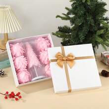 7Pcs Christmas Ornaments Set Tabletop Christmas Tree And Hanging Balls Decor For Farmhouse Home Holiday Party - Pink - View 6