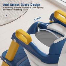 Potty Training Toilet Seat With Step Stool Ladder, 2-In-1 Toddler Potty Seat With Removable Triangular Stable Base, Splash Guard, Non-Slip Pads And Step Stool, Dinosaur Design With Multiple Color Options - Blue - View 6