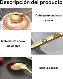8 piezas de cuchara de té y café dorado: adecuado para capuchino, Espresso, postre, leche y crema - 1 - Ver 8