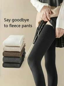 3 Pares de Meias Cano Alto para Outono e Inverno, Meias Grossas e Quentes para Coxas Femininas, Meias Altas Antiderrapantes, Meias Macias e Grossas para o Inverno Quente, Adequadas para Ciclismo, Viagens e Atividades ao Ar Livre - Multicolorido - Visão 8