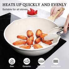 GiPP Nonstick Deep Frying Pan - 24/28/30CM Granite Saute Pan With Lid, Pour Spout And Stay-Cool Handle, Non Stick Skillet Cooking Pan Induction Cookware, PFOS/PFOA Free, For All Hob Types (White) - White - View 7