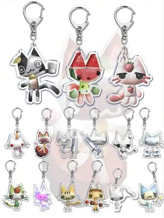 1 st. akryl söt tecknad 3D-kattnyckelring tecknat tema nyckelring hänge ryggsäcksprydnad/väsktillbehör/skolväsktillbehör/väskhänge/vänpresenter biltillbehör väskberlock goth y2k
