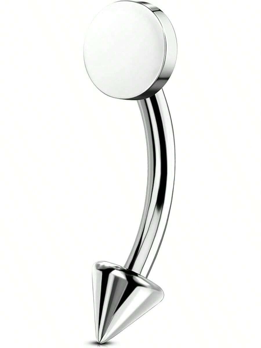 Solid Titanium Eyebrow Rings And Heart Labret Jewelry, 16G - 銀圓 - 查看 1