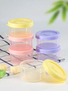 KUNT 6/2 piezas Recipientes de alimentos para bebé de 60ml redondos/150ml cuadrados, material de PP, tazones de alimentación para bebés, a prueba de fugas, con tapas, aptos para microondas - Multicolor - Ver 5