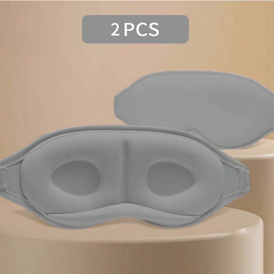 2pcs Ultra Comfortable 3D Contoured Sleep Mask - 99% Blackout Zero Pressure Design, Breathable Soft Adjustable, Suitable For Adult Men & Women Travel, Nap, Yoga, Sleep, Great Gift - Grey - View 1