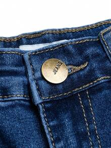 男童时尚做旧水洗弹力棉质紧身休闲牛仔裤 - 深色水洗藍 - 查看 5