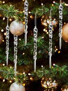 12 buc decorațiuni de brad de Crăciun, acrilice transparente, țurțuri de Crăciun, ornamente agățate pentru Crăciun, Anul Nou, sărbători, nuntă, petrecere de iarnă, decor