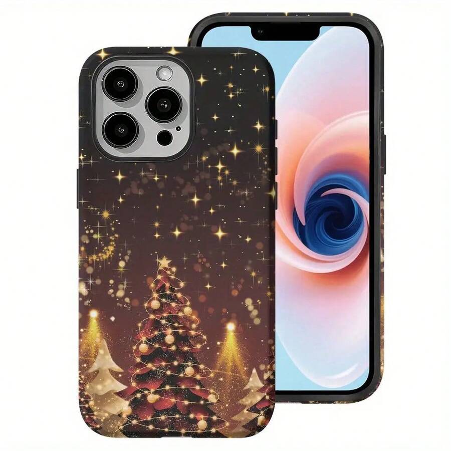 Funda para teléfono 2 en 1 con diseño de árbol, acabado mate esmerilado. Resistente, completa y compatible con phone 17 Pro, 14 y 15. Ideal para fiestas, temporadas y ocasiones especiales. Textura esmerilada, elegante y de alta calidad. Perfecta para entusiastas de la tecnología y dueños de smartphones. - Negro - Ver 1