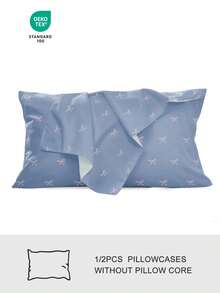 1/2 piezas Fundas de almohada impresas sin relleno, fundas de almohada de tela suave, suaves y transpirables, amigables con la piel y cómodas, textil para el hogar acogedor, adecuado para ropa de cama del hogar y ropa de cama de dormitorio escolar, funda de cojín de sofá, patrón de lazo de fondo azul, decoración de otoño, decoración de habitación, 45*45, Oeko-Tex