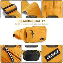 CXWMZY Riñonera para mujeres y hombres, con múltiples bolsillos, impermeable, casual, para , viajes, ciclismo, correr, senderismo, , Una talla, Moderno(Amarillo) - Tipo 11 - Ver 6