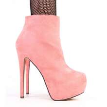 Pink Suede Platform Stiletto Ankle Boots Riley - Pink - View 3