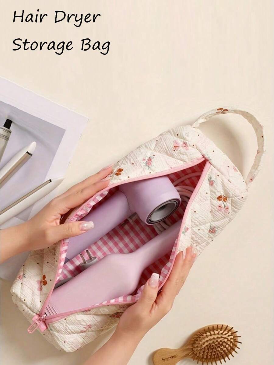 Nova Bolsa de Toucador com Estampa de Leopardo, Flor de Cerejeira e Laço, Bolsa de Armazenamento para Secador de Cabelo e Modelador de Cachos, Organizador de Ferramentas de Styling de Cabelo para Viagem, Presentes para Mulheres, Presentes de Natal, Ideias de Presentes para Mulheres