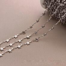 1 metro Cadenas de acero inoxidable con diseños de estrella, corazón y cruz a granel - Suministros para hacer joyas DIY y accesorios