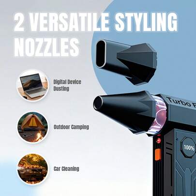 Leaf Blower Cordless & Air Duster – 130000RPM 100-Speed Handheld Electric Air Blower, Compressed Air Alternative With Dual 3000mAh Batteries For Car, Home, Keyboard, Outdoor Cleaning & Pet Hair, Practical Gift For Home & Car Care