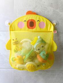 Bolsa de red de almacenamiento para baño de bebé con diseño de pato de dibujos animados de 42*43cm. Bolsa de malla de almacenamiento de juguetes de baño para niños con estilo de dibujos animados lindos, montada en la pared. Bolsa de malla impermeable y drenaje para almacenamiento de artículos de tocador en el baño con ventosas para una sujeción firme. (Limpie la pared antes de usar la ventosa y déjela vacía durante 24 horas antes de colocar los artículos.)