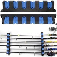 Porta Cañas de Pescar, Soporte para Caña de Pescar de Pared, Estante de Almacenamiento para Caña de Pescar, Estante para Caña de Pescar Montado en La pared, con Capacidad de 6 Cañas, Horizontal,Azul - azul - Ver 5