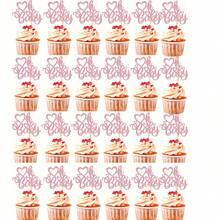 24 件金色闪光 OhBaby 蛋糕纸杯蛋糕装饰，适合婚礼生日性别揭晓派对装饰 - 金色 - 查看 8