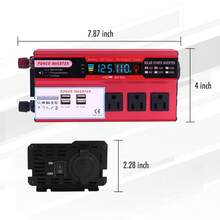 Pure Sine Power Inverter 16000W 6000W 5000W DC 12V To AC 110V Converter Digital 5000W/6000W Car Power Inverter DC 12V To AC 110V Pure Sine Wave Solar Converter LCD - Burgundy - View 10
