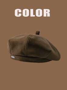 1pc Women Black Beret Hat, New Spring/Autumn Artist Beret Cap, Suitable For Daily Wear (Note: The Letter Style May Vary Slightly Due To Different Production Batches)