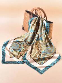 1pc Women's Paisley Pattern Bandana Head Scarf – Fashionable Hair Band, Headband For Styling, Perfect Accessory To Elevate Your Look, Versatile For Everyday Wear - 孔雀石綠 - 查看 3