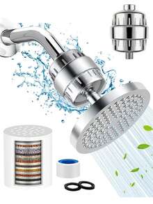 1pc Wall-Mounted Shower Head Filter, 30-Level ABS Plastic Shower Purifier, Chrome Surface, Plastic Material, High-Efficiency Output, Suitable For All Shower Heads, Removes Chlorine And Heavy Metals, Enriched With Vitamins C And E, Improves Skin Care And Hair Protection, Minimalist Round Design, Ideal For Home And Hotel Bathrooms, Upgrade Your Bathroom, Perfect Gift For Halloween And Christmas