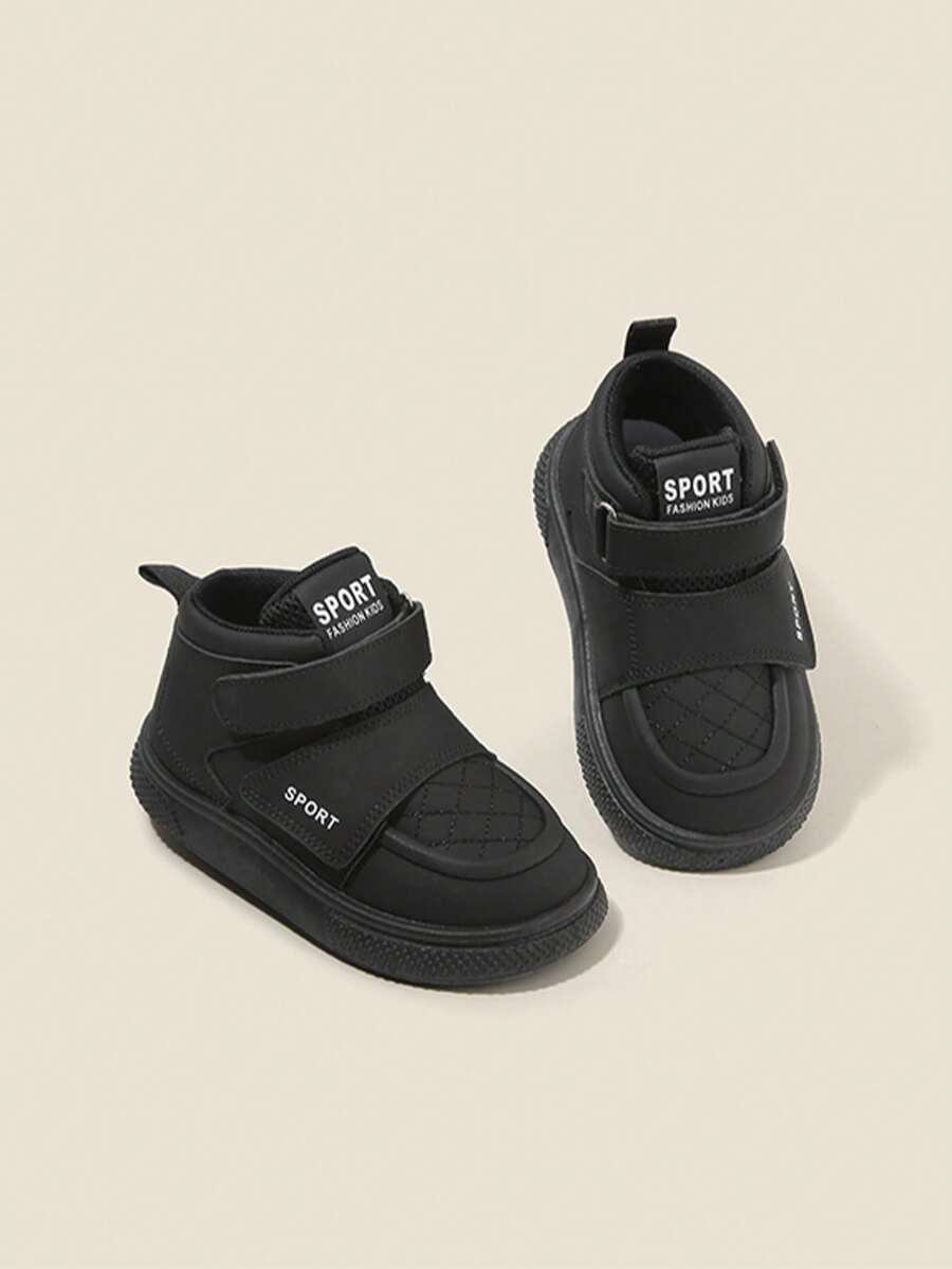 1 Pair Unisex Neutral Style Fashion Versatile Casual Infant Shoes, Soft & Comfortable Toddler Walking Shoes, Outdoor Anti-Slip Durable Boys' Sports Shoes For Spring/Autumn, Waterproof Breathable Leather Boys' Shoes For Autumn/Winter, Soft Bottom Comfortable Lightweight Girls' Sports Shoes, Round Toe Comfortable Black Walking Shoes For School, Campus Activities, Winter Outings - Black - View 1