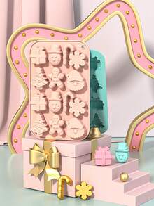 1 pieza, Molde de silicona con forma de árbol de Navidad, color verde, para hornear chocolate, caramelos, cubitos de hielo, postres caseros, para Navidad, fiestas festivas, hornear en casa. - Multicolor - Ver 8