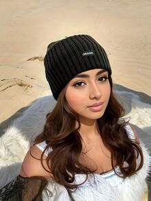 1 Pacote de Faixa de Cabelo Feminina Casual, Quente e Elegante, Feita de Lã Tricotada em Cor Sólida, Acessório de Cabelo para Mulheres