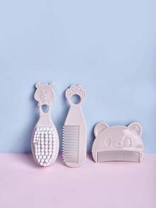 3pcs/Set Bear Shaped Baby Hair Brush Set, Newborn Infant Scalp Massage Comb Brush - Multicolor - View 13