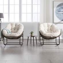 Patio Lounge Chair & Swing Chair - White + Steel + Cotton - View 6