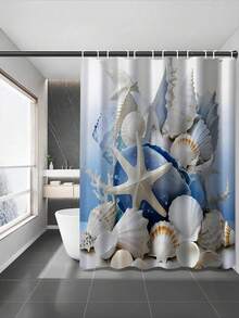 1/4 Stücke kreatives Korallen-Seestern-Muscheldesign Duschvorhang und Liner Set, Heimdekoration Vorhang, Badezimmer Duschvorleger, moderne Badezimmervorhänge, wasserdicht, Badezimmer Teppich, U-förmige Toilettenvorleger, Toilettendeckel, 12 Haken, geeignet für Heimdekoration, Feiertage, tägliche Dekoration, Weihnachtsdekoration, Badezimmerdekoration, Duschdekor, ideales Geschenk