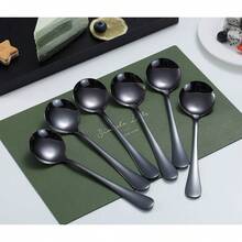 Cucharas Redondas de Acero Inoxidable de 6 Piezas Kyraton - Chapadas en Titanio Negro, Aptas para Lavavajillas - 5. 6 piezas arcoíris - Ver 10