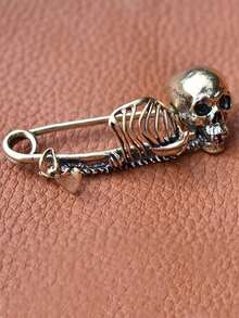 "Vintage Skull Punk Brooch, Goth Lapel Pin For Men & Women, Unique Hat, Coat & Bag Accessory, Perfect Halloween Decoration & Jewelry" - 彩色 - 查看 5