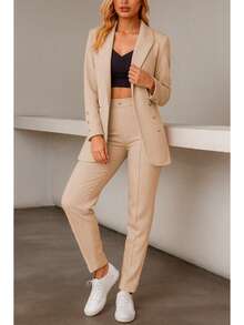 Women Suit Sets - Beige - View 2