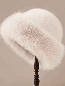 Faux Fur Fashion Hat, New Fluffy Hat, Women's Winter Fluffy Hat, Thickened Bucket Hat Design, Suitable For Women's Autumn/Winter Warmth, Cute Fluffy Hat, Winter Outfit, Warm Headwear, Solid Color Cute Versatile Bucket Hat, Fluffy Mongolian Hat, Women's Autumn/Winter Warm Cute Fluffy Hat, Christmas Decor, Solid Color Fluffy Bucket Hat, Thickened Fluffy Warm Ear Protection Hat, Suitable For Daily Outings - Multicolor - View 19