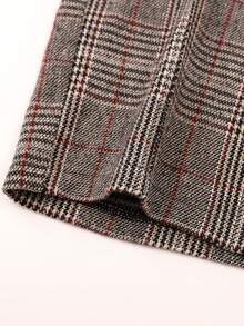 EARO 法式复古设计高端时尚休闲格子女裤，纯色优雅修身舒适羊毛混纺休闲裤，适合秋冬 - 棕色 - 查看 5