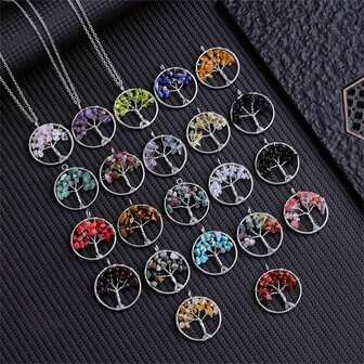 5/10 件天然石手工编织生命之树水晶吊坠项链 | 适合送给男朋友/女朋友的礼物 | 经济实惠的母亲节创意、DIY 父亲节礼物