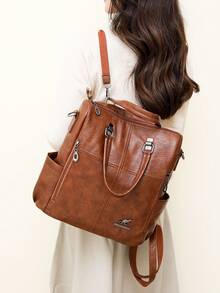 Anti-Theft Vintage PU Soft Leather Backpack, Women's Wallet, Multi-Functional Fashion Daily Bag, Multi-Pocket Lightweight Travel Bag, Large Capacity Minimalist Backpack, Convenient Backpack, Suitable For Students, Nurses, Teachers, Business People, Travel, Business Trips, Commuting, Shopping, Office, Dates, Hiking, Training, Work, Birthday Gifts, Holiday Gifts, Backpack - Multicolor - View 8