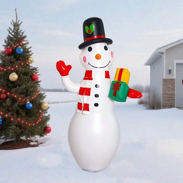 1 pieza Muñeco de nieve inflable de Navidad, tamaño grande, adecuado para decoración navideña interior y exterior
