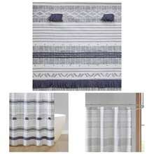 + Imani - Cortinas de Ducha de Chenilla algodn, Lavables a mquina, Moderna decoracin del bao, visualizacin de privacidad para Tina, 72x 72 Pulgadas, Color Gris - Gris/Azul marino - Ver 1