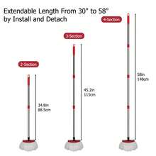 Adjustable Spin Mop Replacement Handle - 4-Section 30" To 58" Pole For O-Cedar EasyWring Systems (Head/Base Not Included)-Red,Perfect Christmas Gift - 酒紅色-拖把桿 - 查看 3
