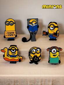 Minions 1pc/6pcs Minions Cartoon Brooch, Cute And Creative Shape, Acrylic Material, Jewelry Pendant, Suitable For Clothes, Bags, Shoulder Straps, Pencil Cases Decoration, Festival Party Gifts, Friends, Girlfriends And Colleagues