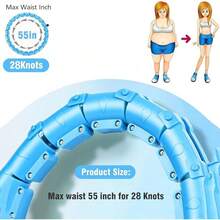 MCSWSEE  Fitness con Peso, 28 Nudos Desmontables, Aro  Entrenador Abdominal Cintura Ejercicio Fitness con Saltar Cuerda Lastrada, para Mujeres y Pricipiantes - azul - Ver 8