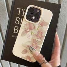 1pc TPU Material Elegant Pink Orchid Pattern Shockproof Phone Case Compatible With Iphone/ Smartphones - Kiểu 9 (1 chiếc) - Xem 3