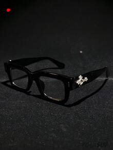 Montura negra/gafas lisas (con cruz)